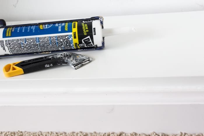 caulked line on IKEA bookcase built ins