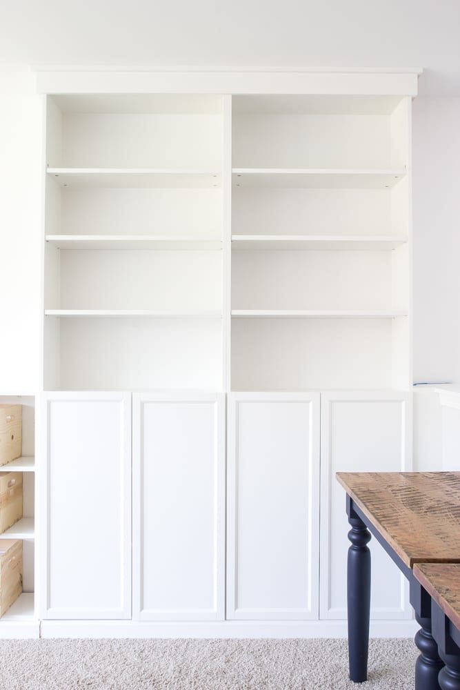 DIY Built Ins from IKEA Billy Bookcases + One Room Challenge Week 2 | unigumushane.com - A step-by-step tutorial for how to make professional looking built in bookshelves using IKEA Billy bookcases for vertical storage.