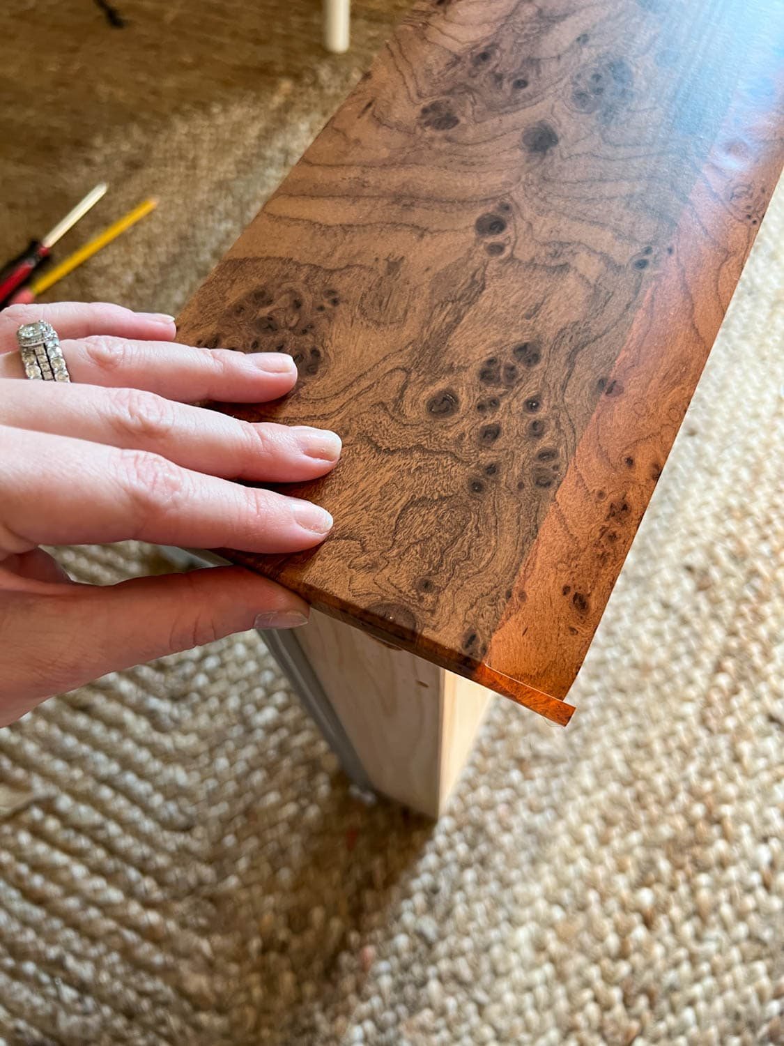 making a flap with contact paper for a dresser drawer