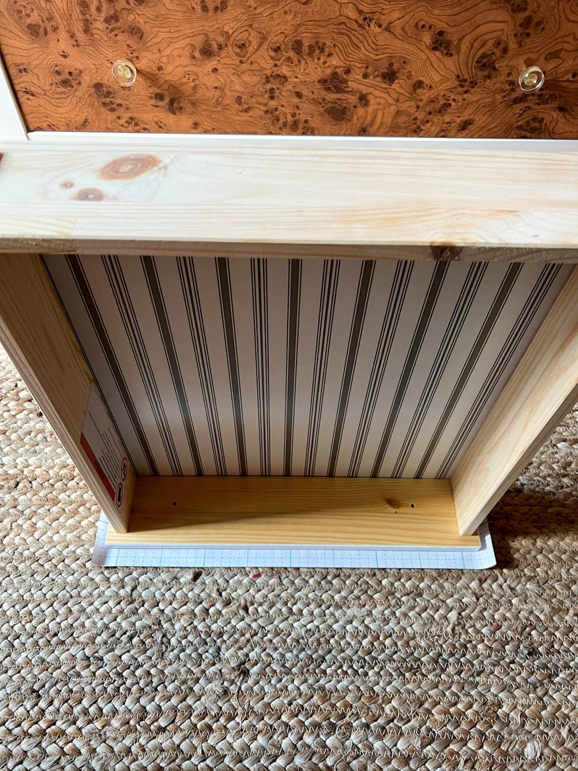 cutting contact paper for a dresser drawer front