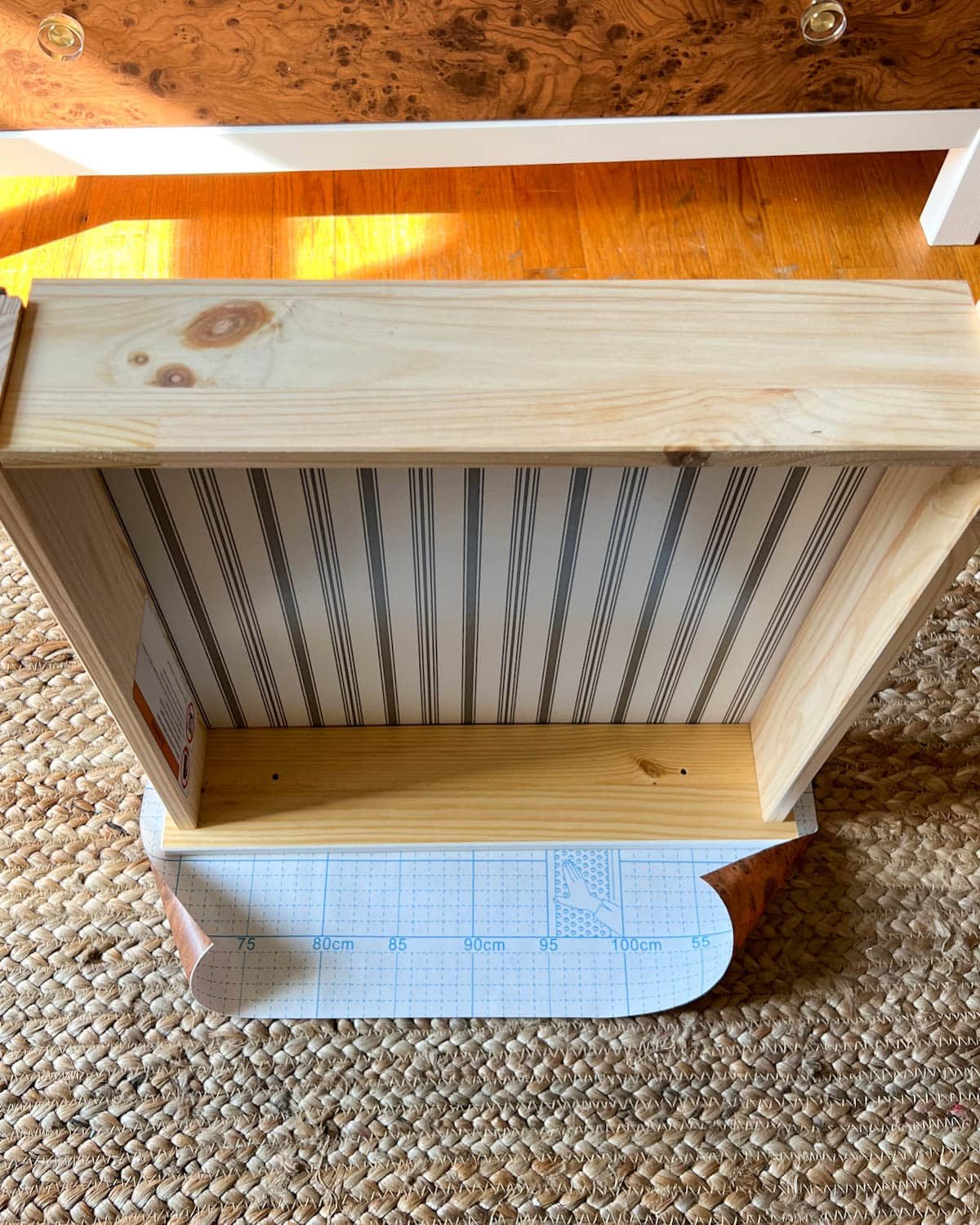 contact paper positioning for a dresser drawer front