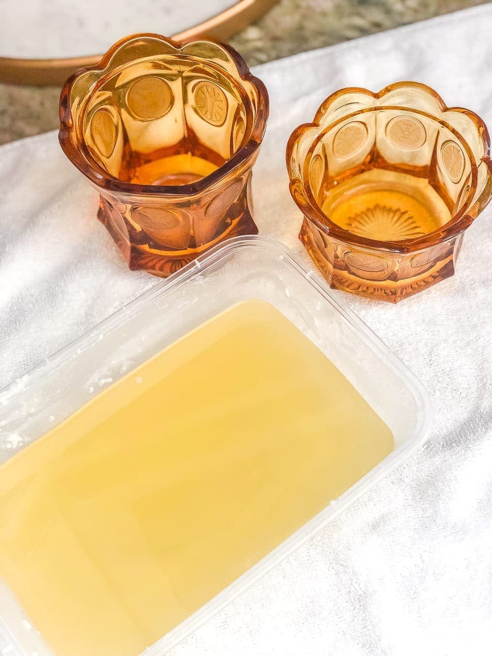 A basic, beginner's step-by-step tutorial for making soy wax candles from repurposed secondhand candy dishes, tea cups, bowls, and jars.