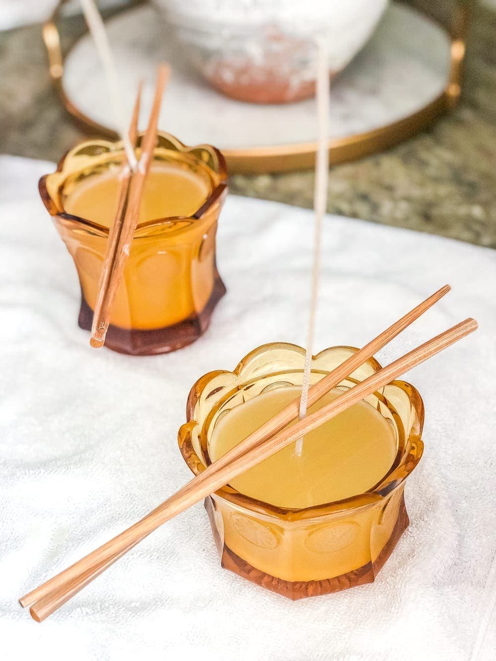 A basic, beginner's step-by-step tutorial for making soy wax candles from repurposed secondhand candy dishes, tea cups, bowls, and jars.