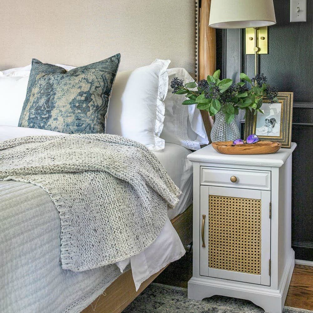 DIY Cane Nightstand Makeover