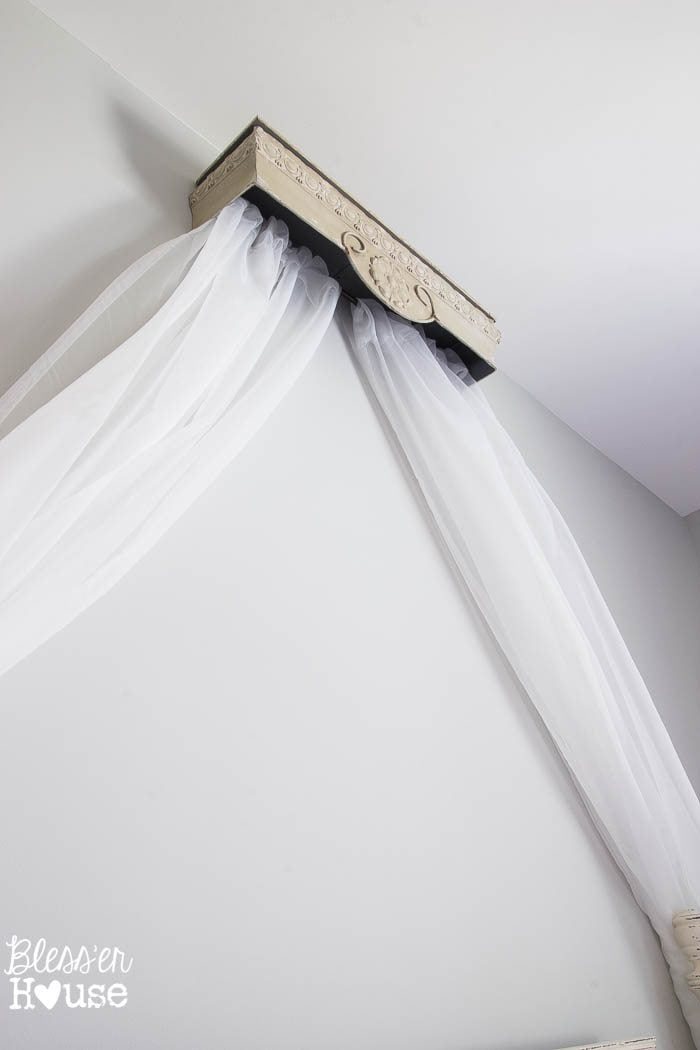 DIY Canopy from a Repurposed Shelf | Unigumushane - This version is over $400 less than the RH Baby and Child version and looks nearly identical!