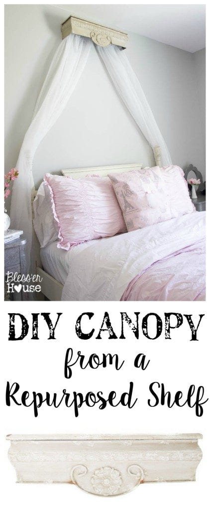 DIY Canopy from a Repurposed Shelf | Unigumushane - This version is over $400 less than the RH Baby and Child version and looks nearly identical!
