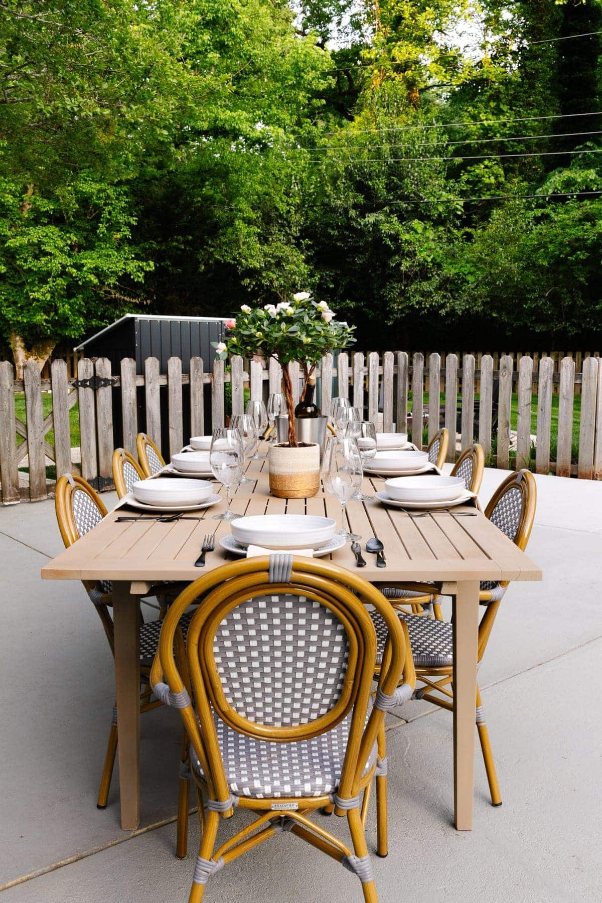 outdoor dining table set for a birthday party
