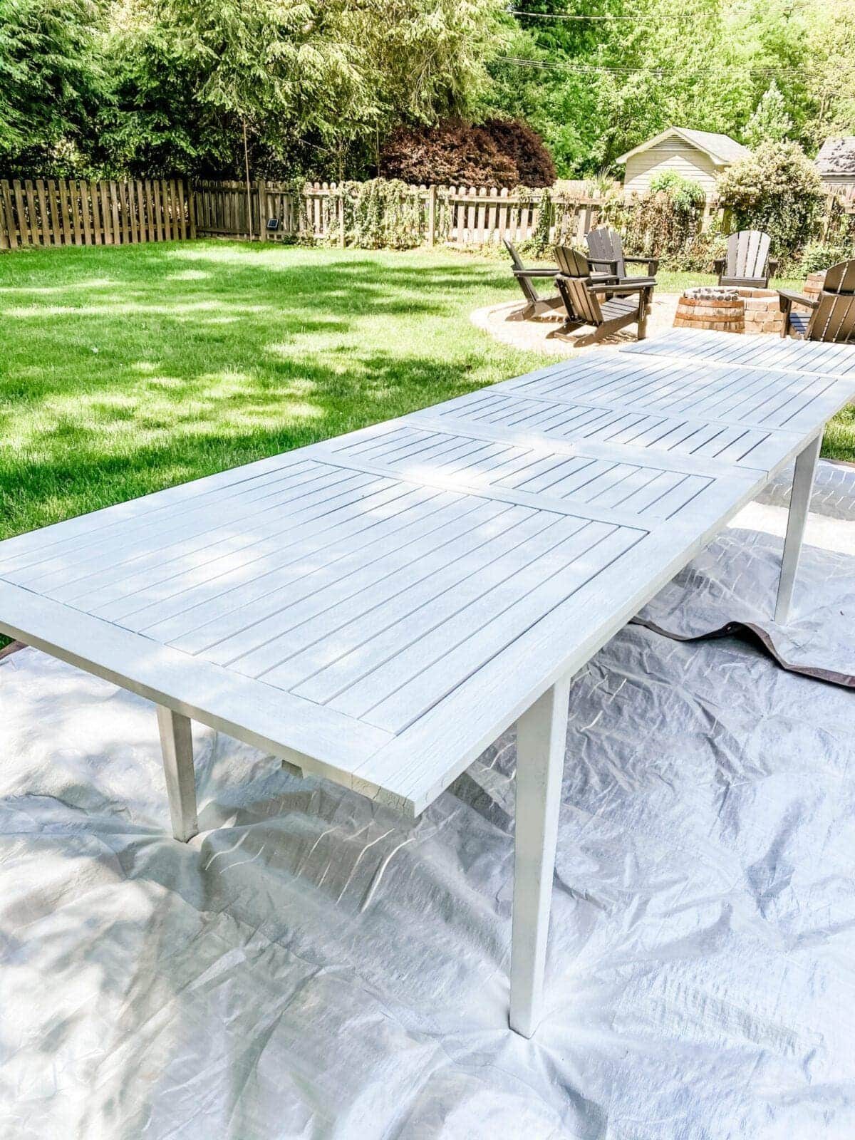 primed outdoor dining table