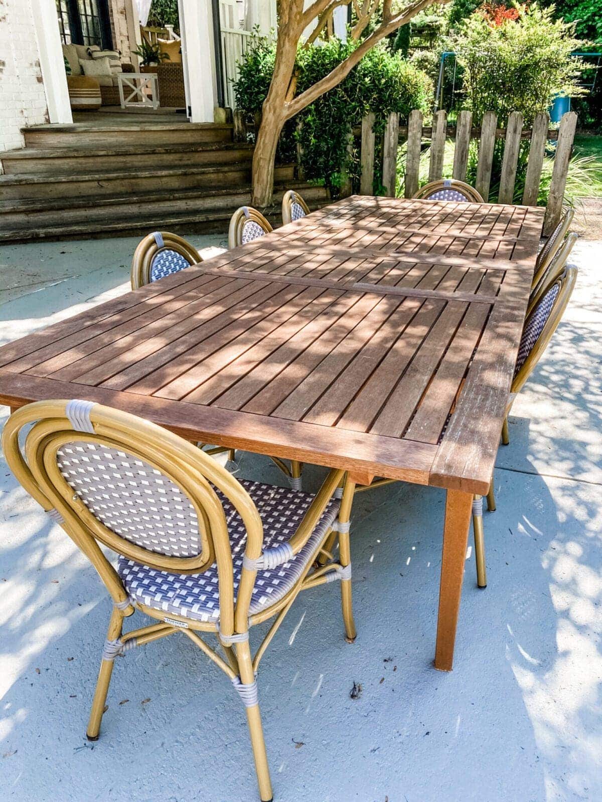 outdoor dining table with french bistro chairs