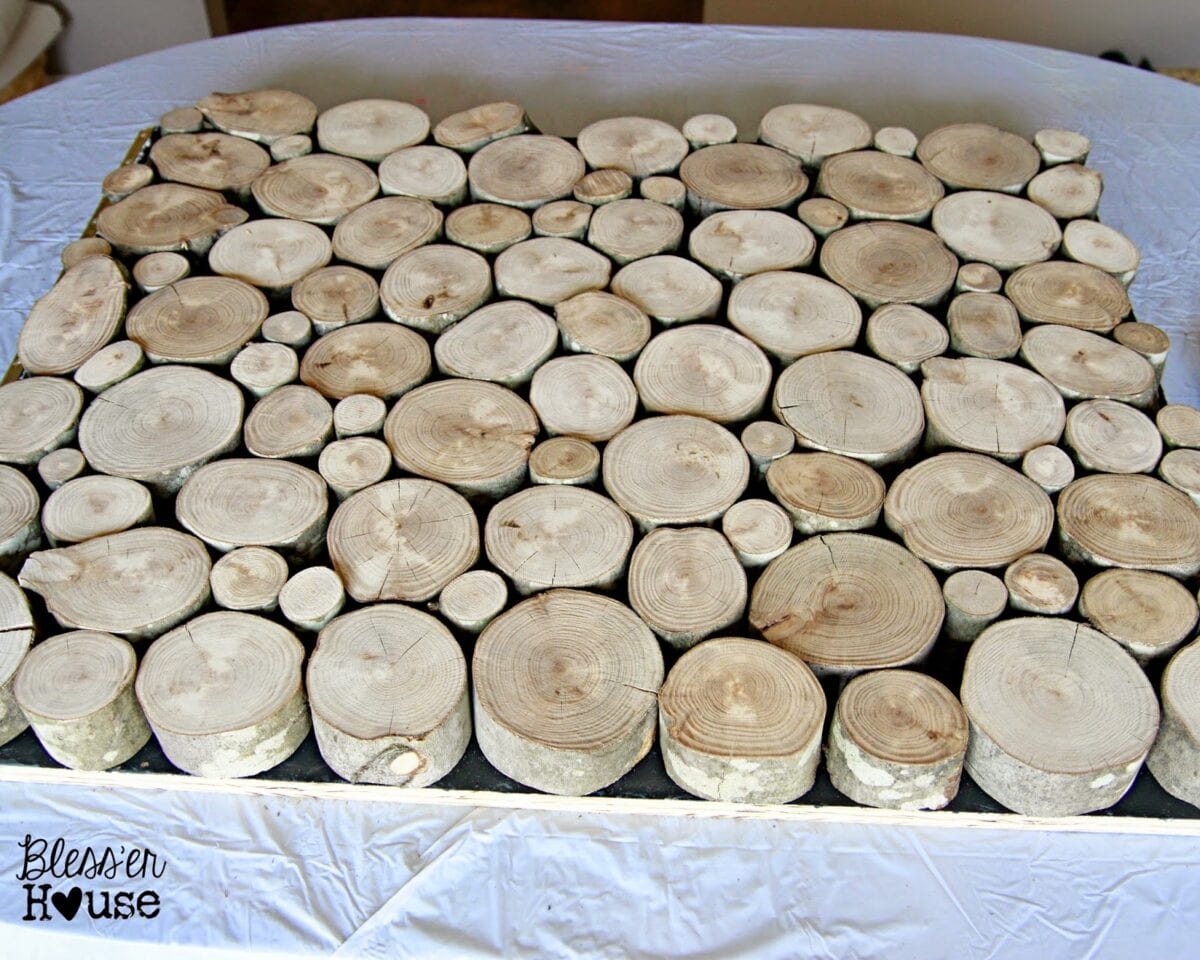 faux wood stack door for a faux fireplace