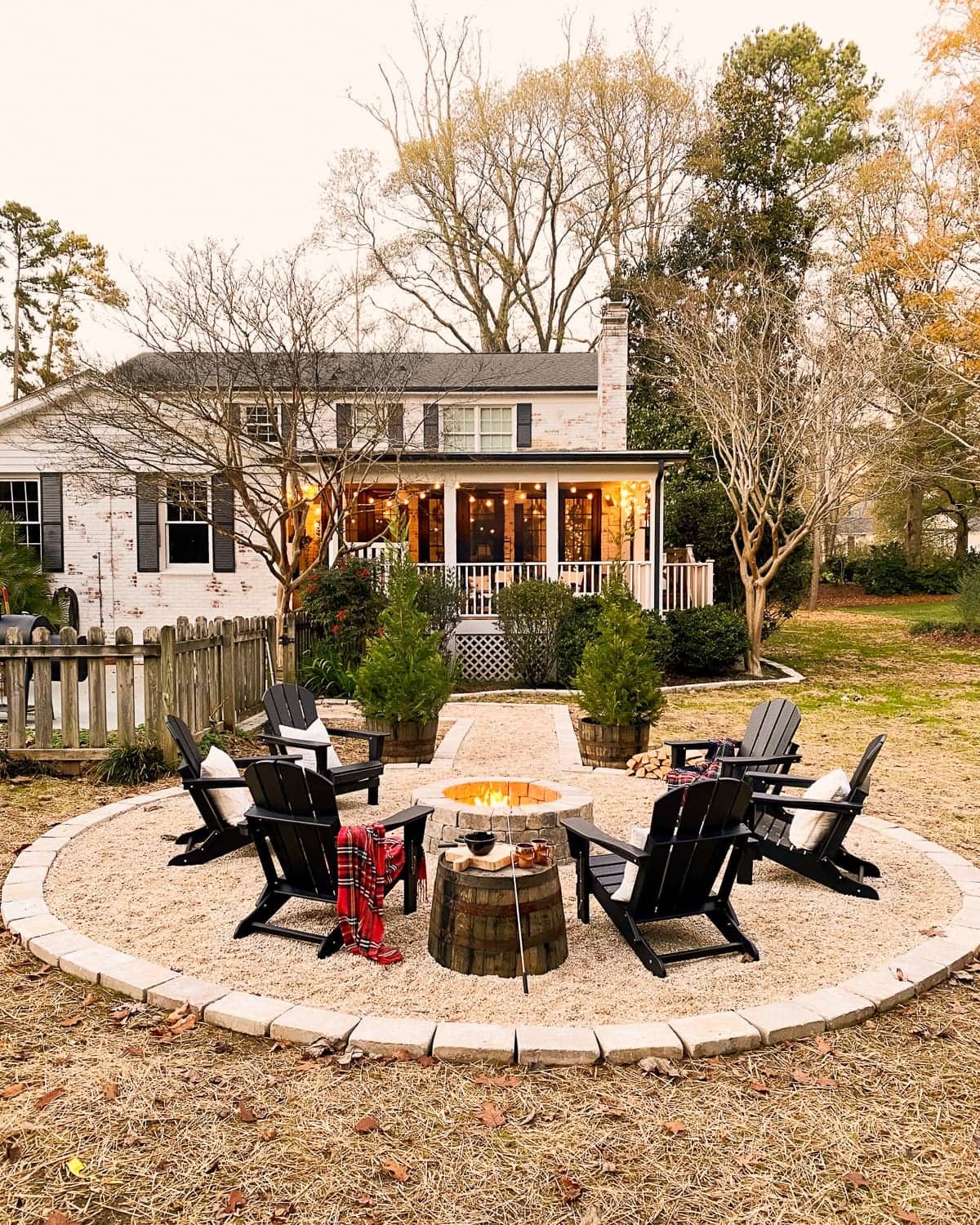 diy fire pit in the backyard