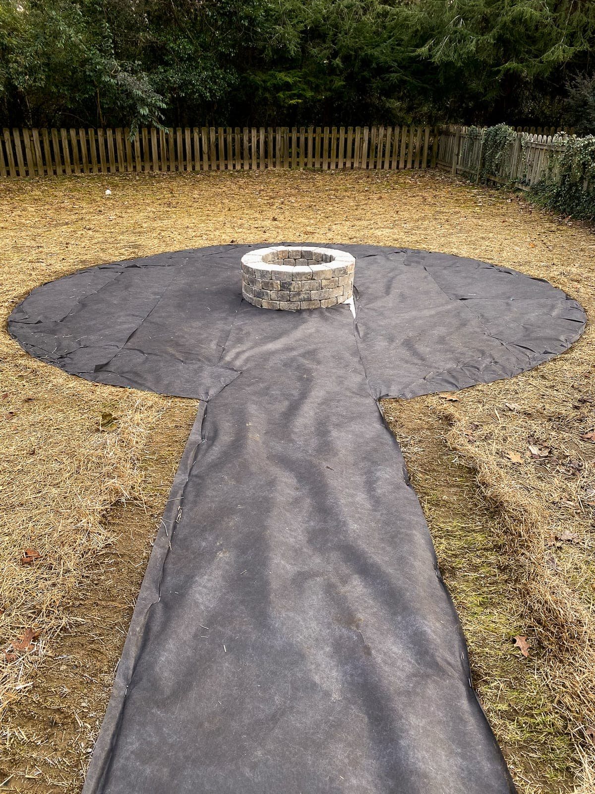 landscape fabric around fire pit