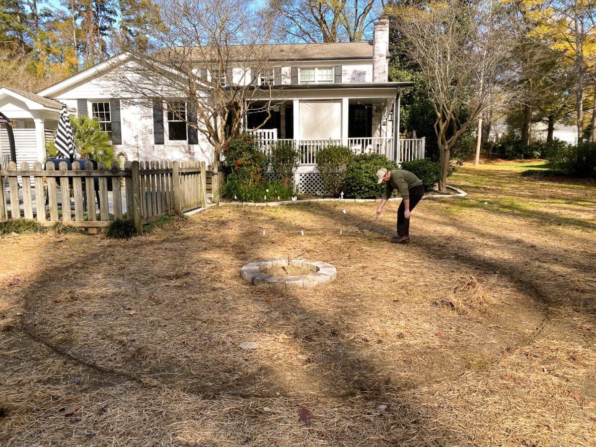 marking the layout of a fire pit