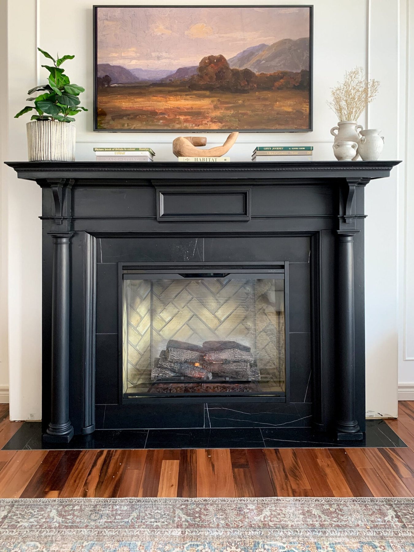 diy electric fireplace using an antique mantel
