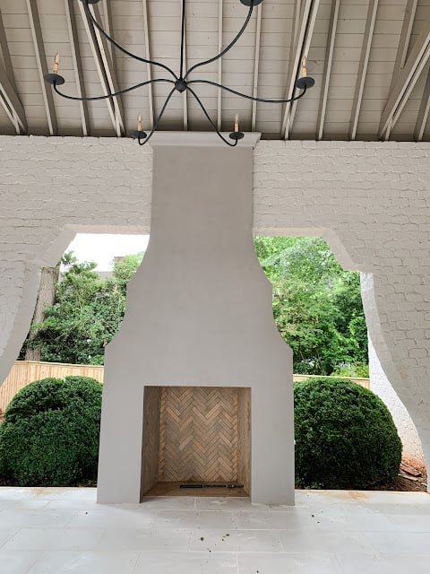 covered porch fireplace
