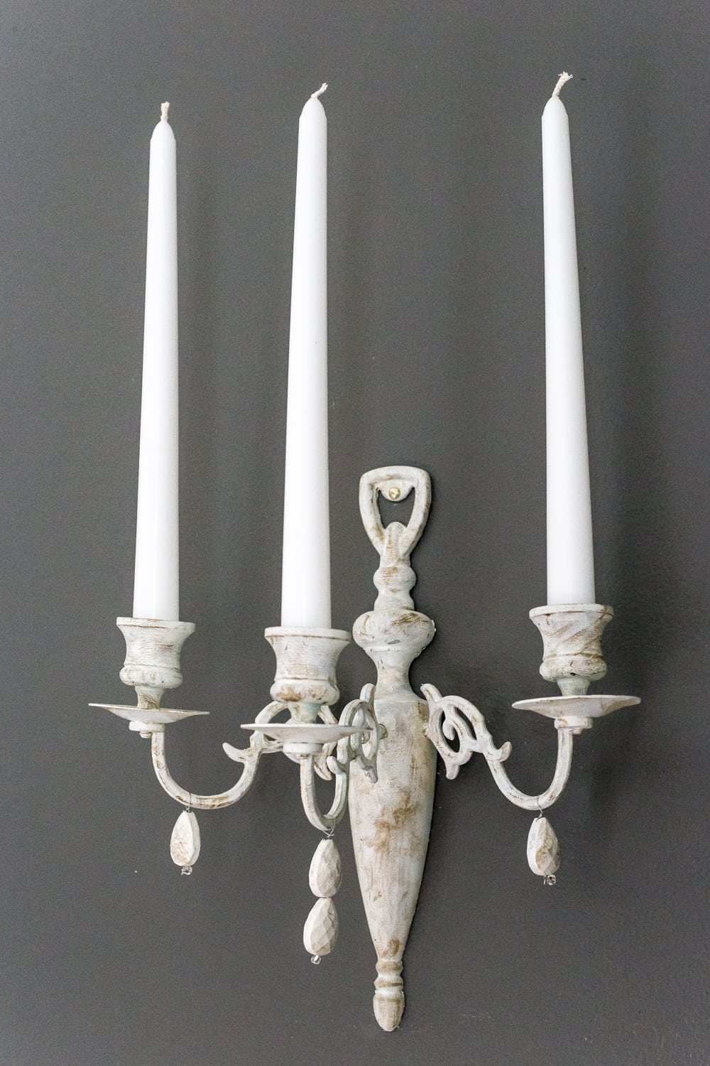 DIY French sconce using 80s brass and chalk paint