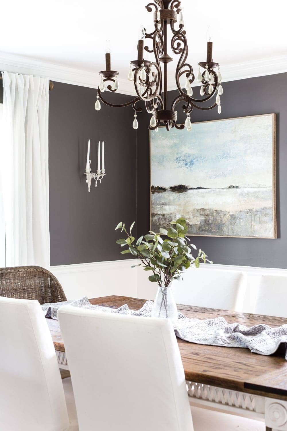 Charcoal and white dining room