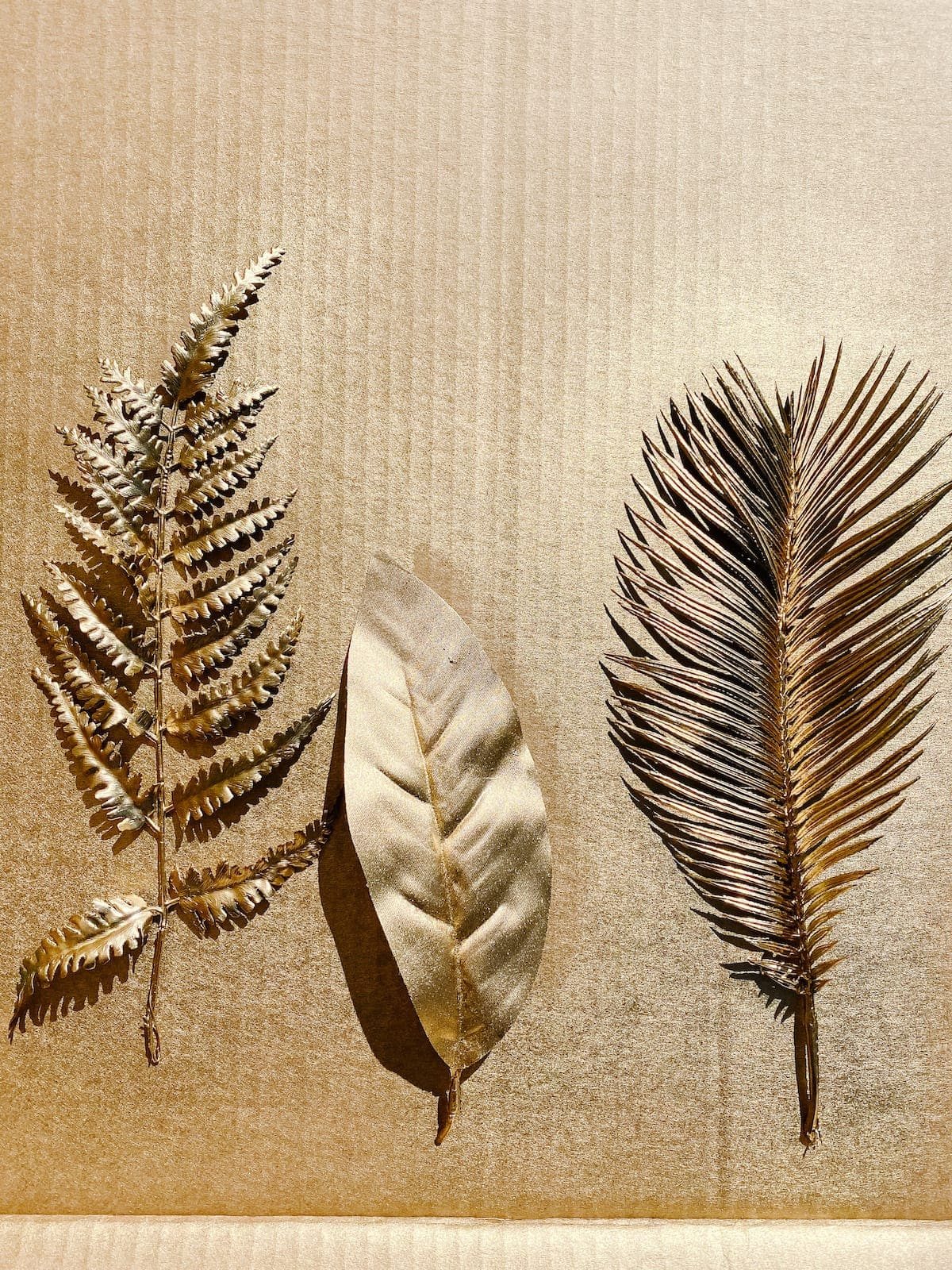 gold spray painted leaves