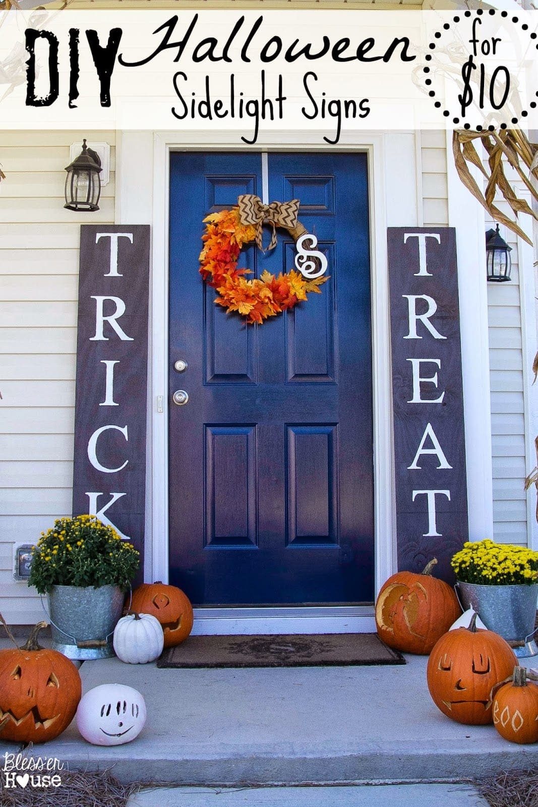 DIY Halloween Sidelight Signs {and Fall Porch Reveal}