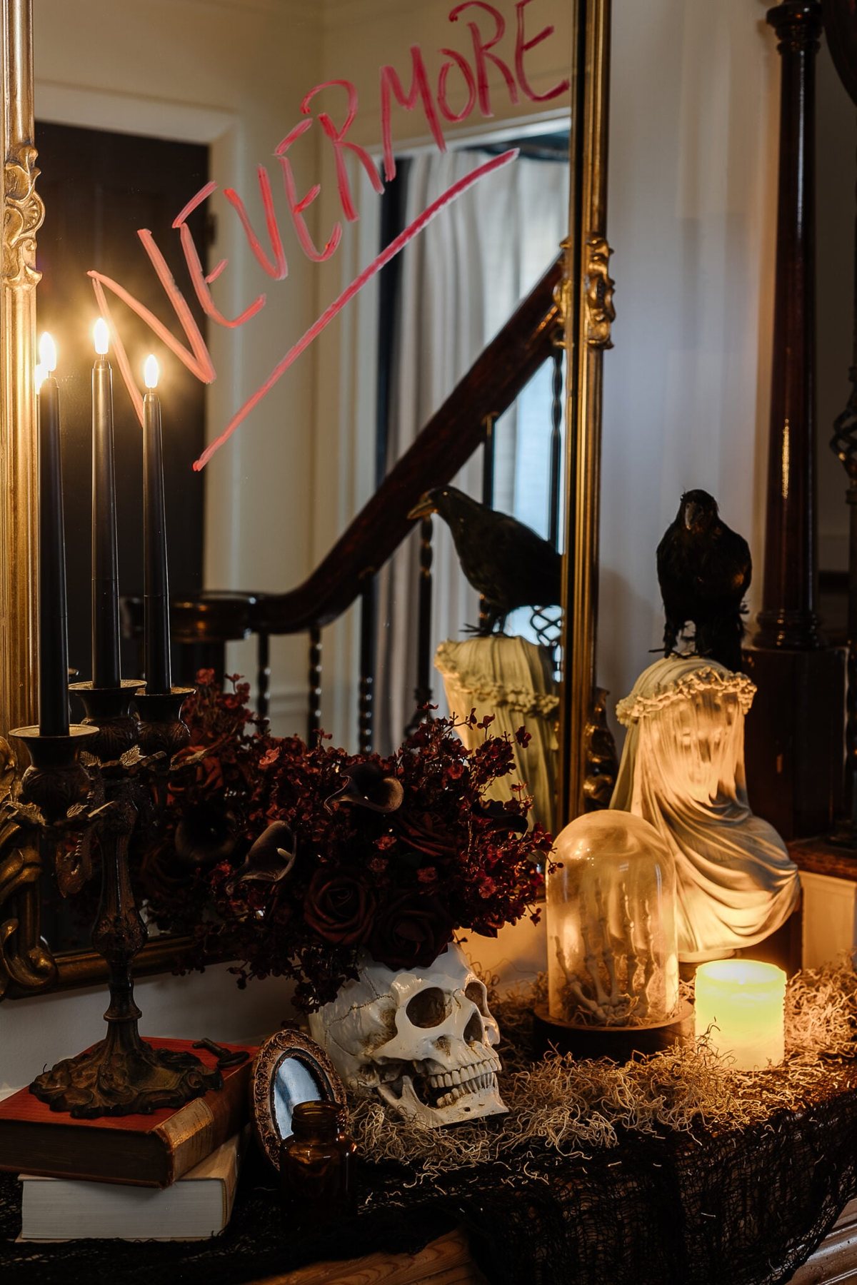 DIY haunted house styled entryway