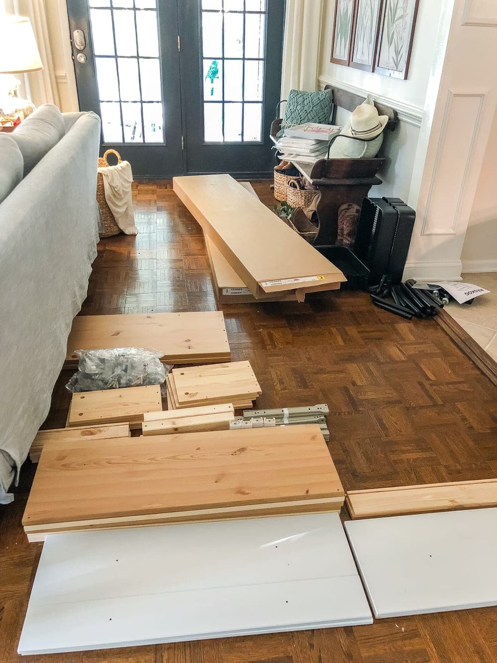 Assembling IKEA Hemnes cabinets to make a DIY pantry
