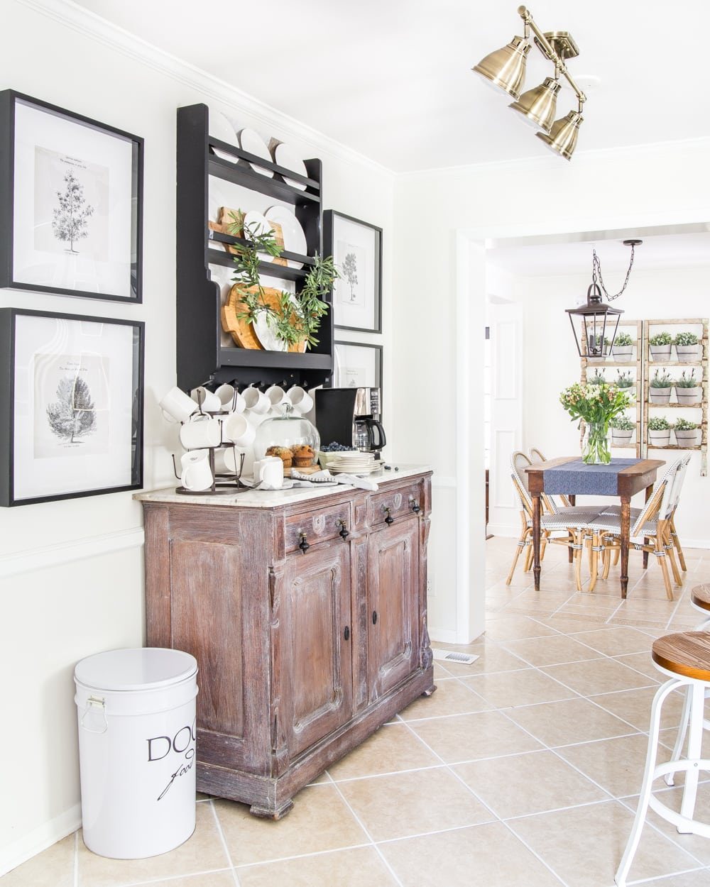 coffee bar using a thrifted buffet