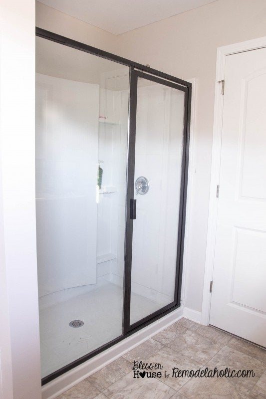 how to paint a shower door to look like a factory window, industrial style