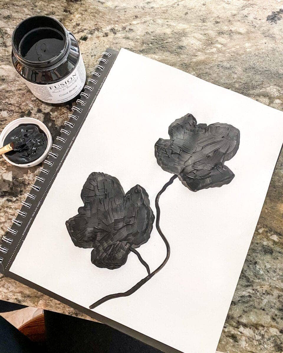 DIY silhouette art using leaves and paint