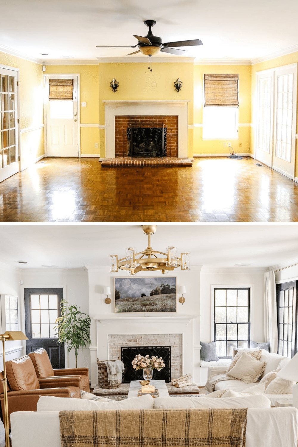 living room before and after