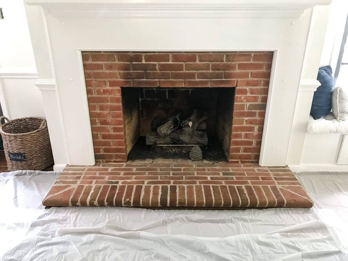 sooty bricks on a fireplace