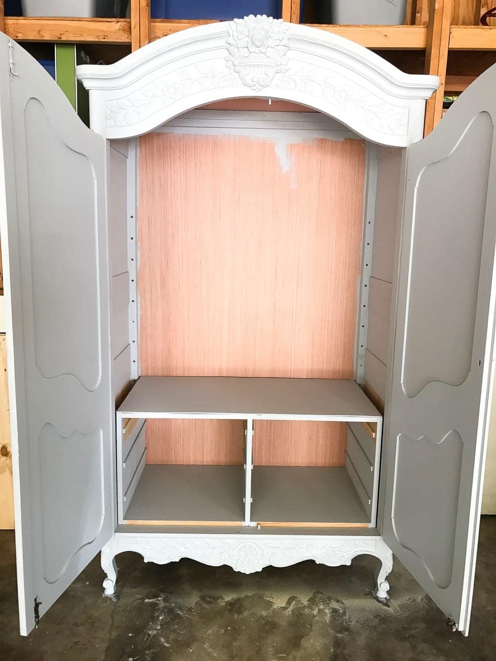 DIY Narnia Wardrobe Reading Nook | unigumushane.com - A plain, thrifted armoire gets a sweet, fairytale-like makeover as a reading nook based on the story of The Lion, the Witch, and the Wardrobe.