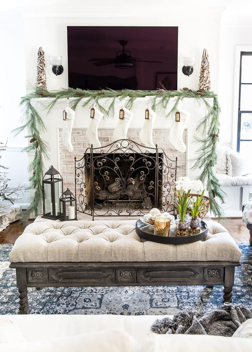 DIY Ottoman Bench from a Repurposed Thrift Store Coffee Table | unigumushane.com - How to repurpose an old coffee table into a designer-inspired ottoman bench with tips for getting a faux weathered wood look and how to tuft upholstery #furnituremakeover #ottoman #coffeetable