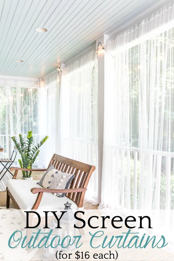 How to protect your porch from bugs using this quick and cheap solution for DIY outdoor curtains. #outdoorcurtains #screenedporch #diycurtains