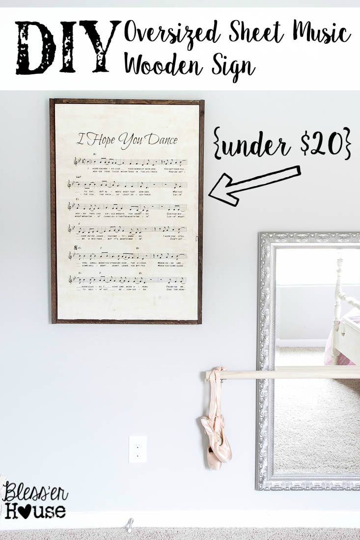 DIY Oversized Sheet Music Wooden Sign - RH Baby and Child KnockOff | Unigumushane