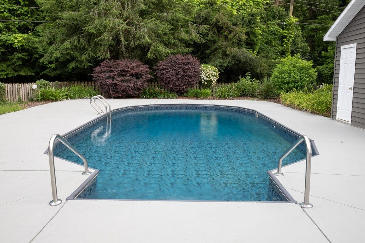 finished concrete patio and pool deck with paint