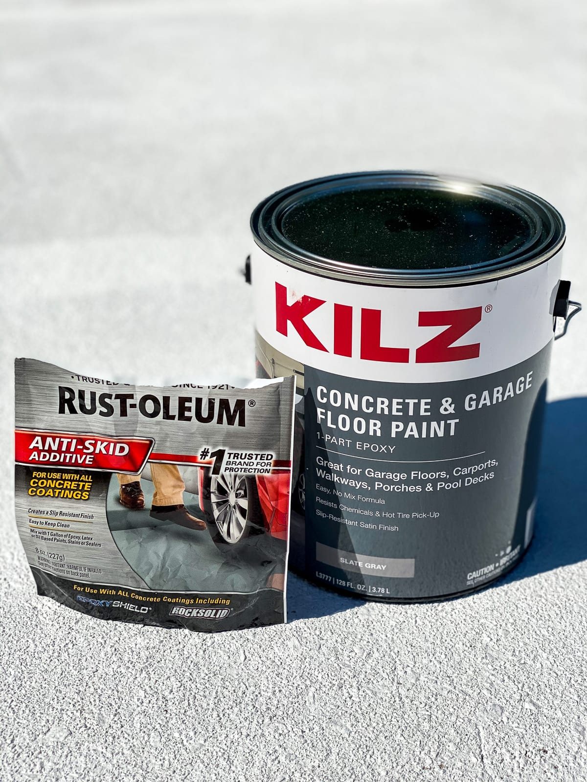 mixing anti skid additive in concrete paint to prevent slipping around a pool