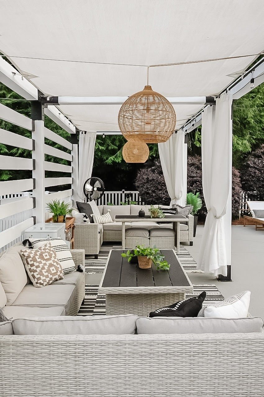 walmart patio furniture inside a backyard cabana