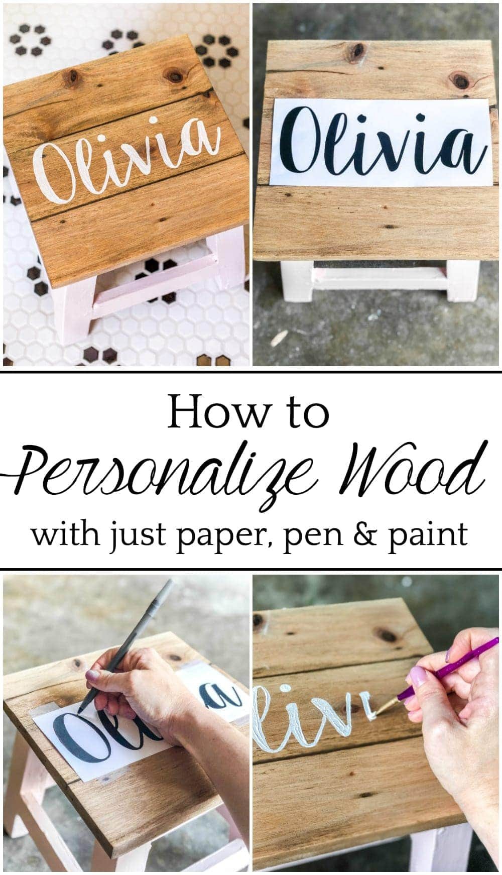 DIY Personalized Step Stools | unigumushane.com - One easy trick to personalize any piece of wood to paint names and designs on signs and furniture inexpensively. #personalizedstepstool #diysign #diymonogram