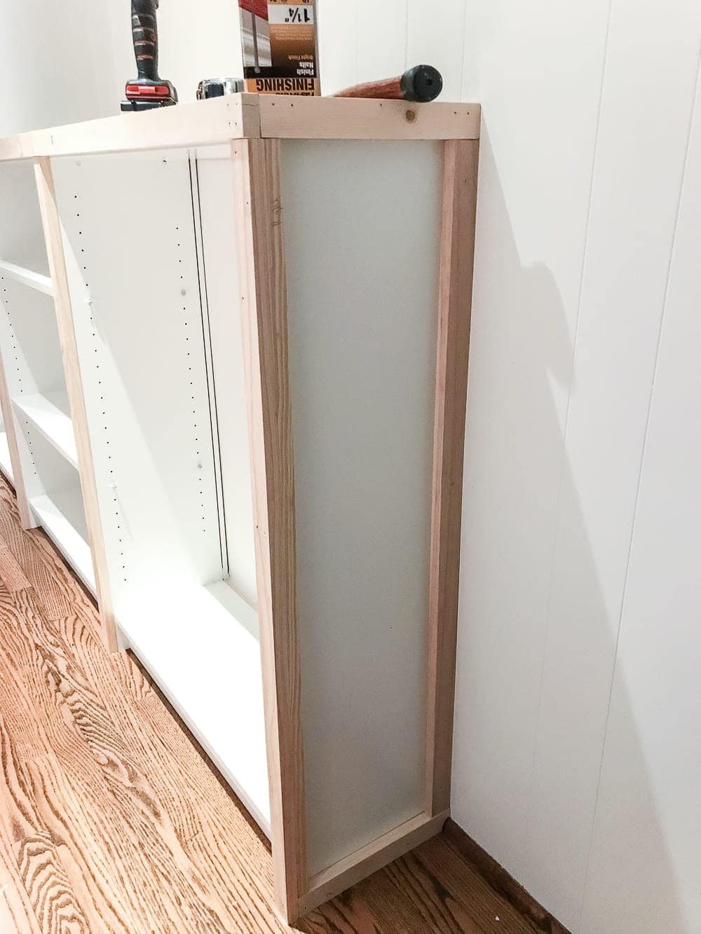 An easy to follow step-by-step tutorial showing how to build bookcase built-ins using IKEA Billy bookcases. #IKEAhack #homeimprovement #build #playroom