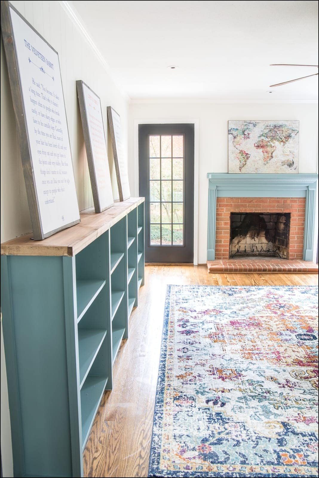 An easy to follow step-by-step tutorial showing how to build bookcase built-ins using IKEA Billy bookcases. #IKEAhack #homeimprovement #build #playroom