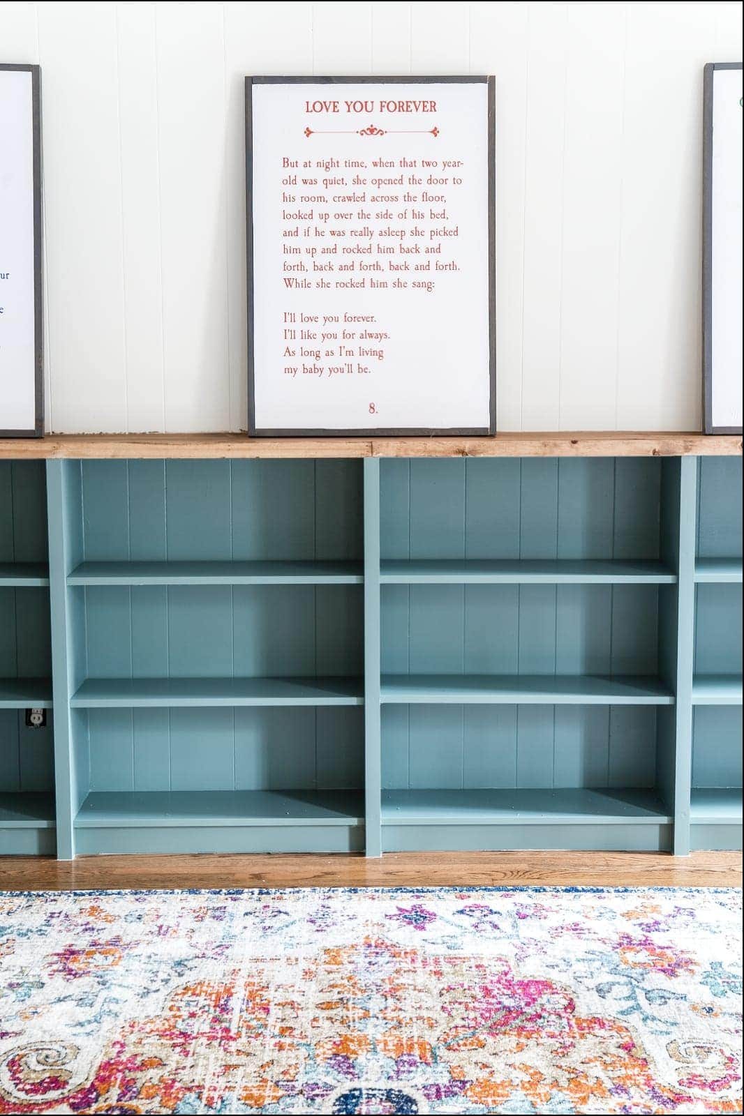 An easy to follow step-by-step tutorial showing how to build bookcase built-ins using IKEA Billy bookcases. #IKEAhack #homeimprovement #build #playroom