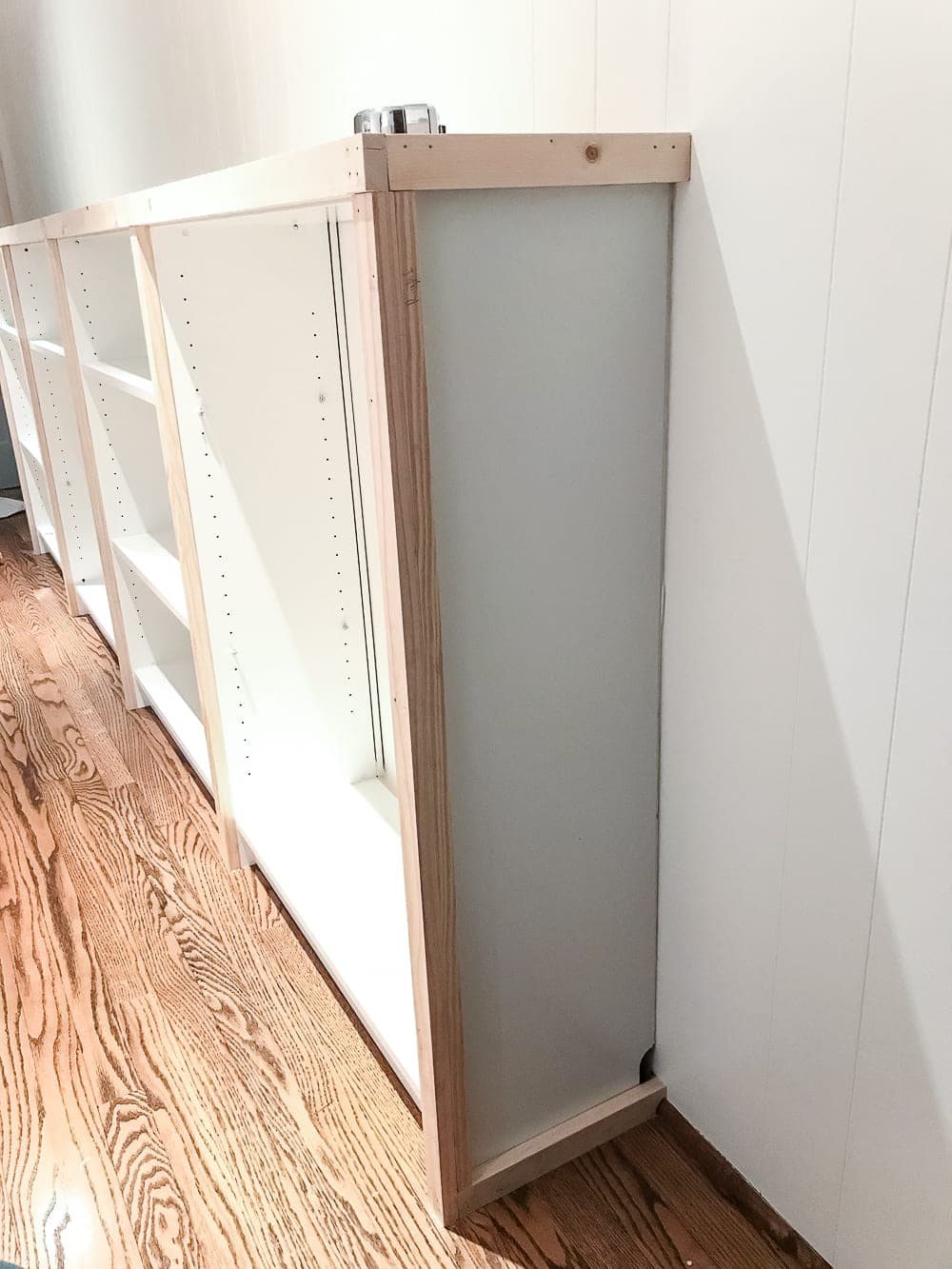 An easy to follow step-by-step tutorial showing how to build bookcase built-ins using IKEA Billy bookcases. #IKEAhack #homeimprovement #build #playroom