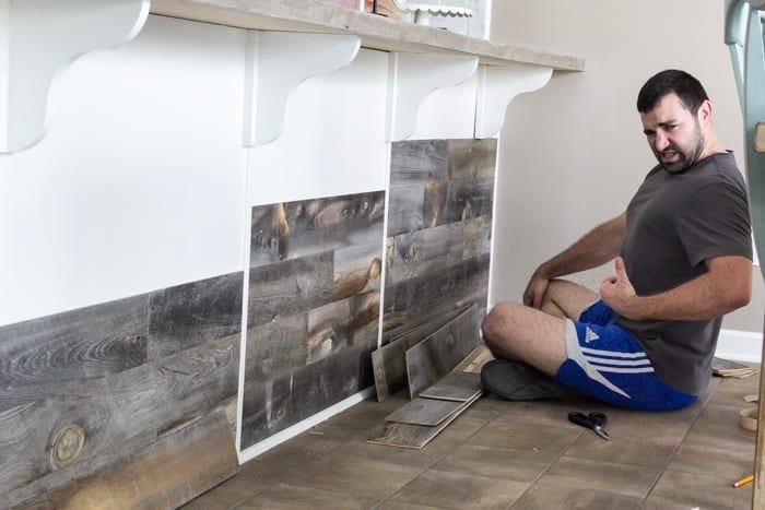 DIY Reclaimed Wood Bar | unigumushane.com - A quick and easy tutorial to get a rustic reclaimed look on a kitchen bar with Stikwood.