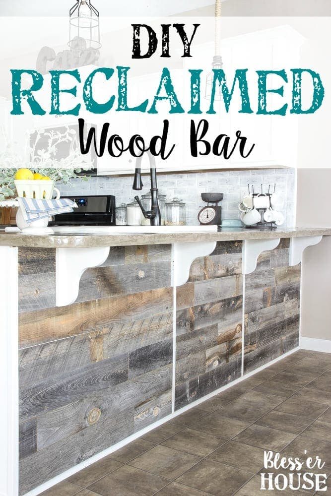 DIY Reclaimed Wood Bar | unigumushane.com - A quick and easy tutorial to get a rustic reclaimed look on a kitchen bar with Stikwood.