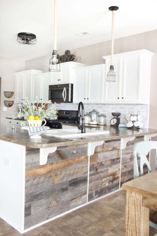 DIY Reclaimed Wood Bar | unigumushane.com - A quick and easy tutorial to get a rustic reclaimed look on a kitchen bar with Stikwood.
