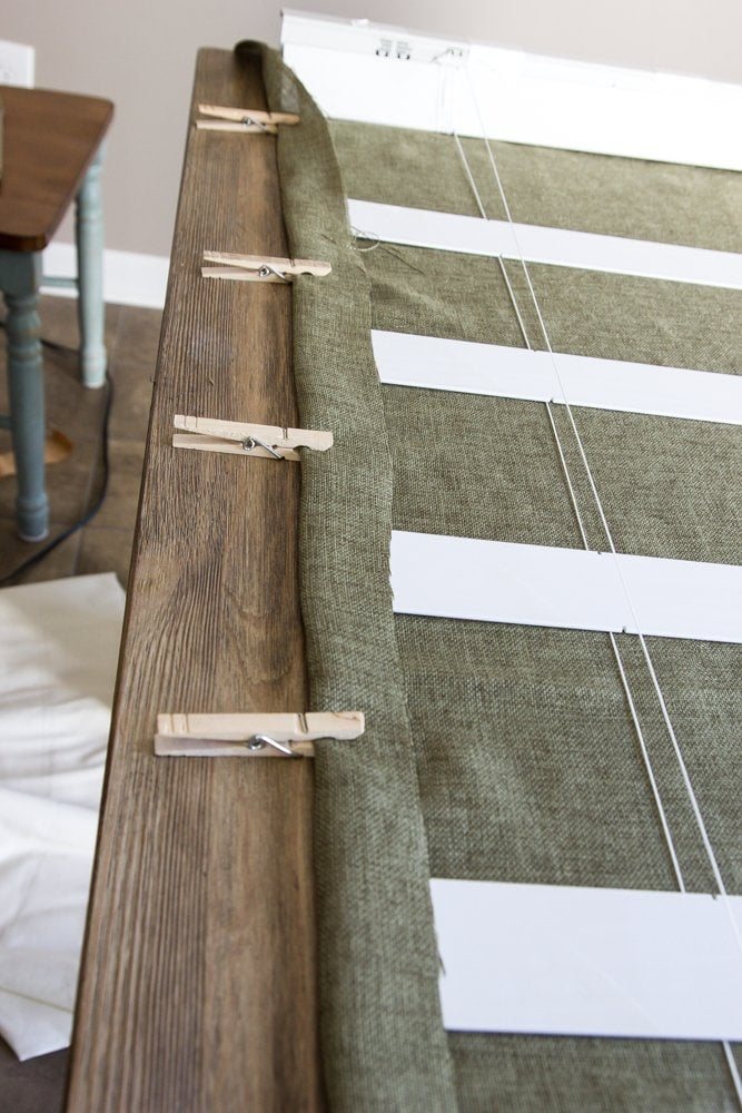 DIY Burlap Roman Shades from Blinds | unigumushane.com - A beautiful way to make pricey looking window shades for cheap!