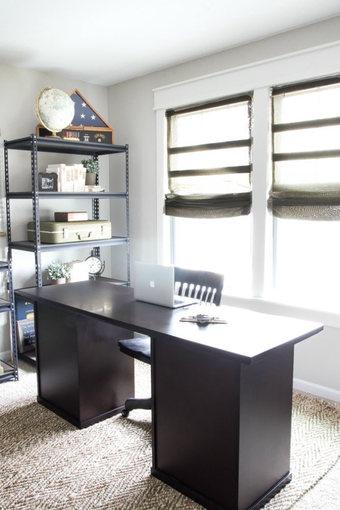 DIY Burlap Roman Shades from Blinds