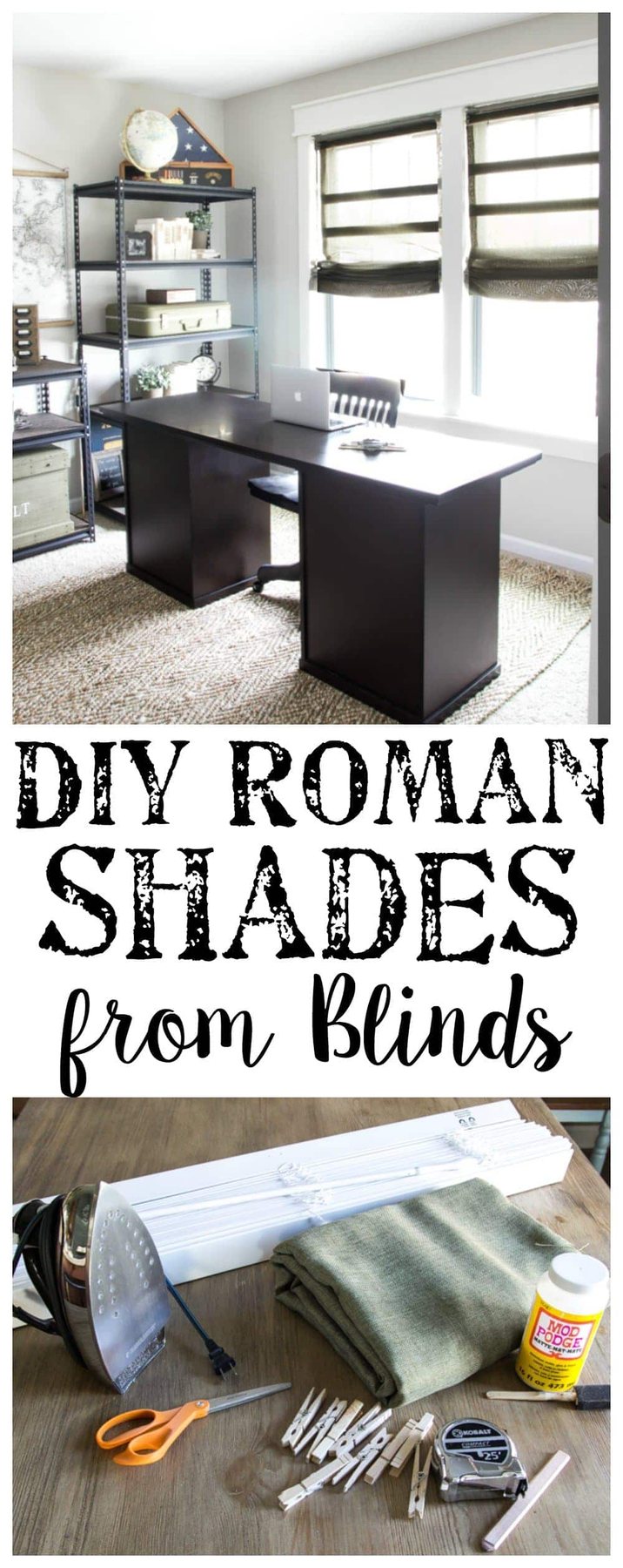 DIY Burlap Roman Shades from Blinds | unigumushane.com - A beautiful way to make pricey looking window shades for cheap!