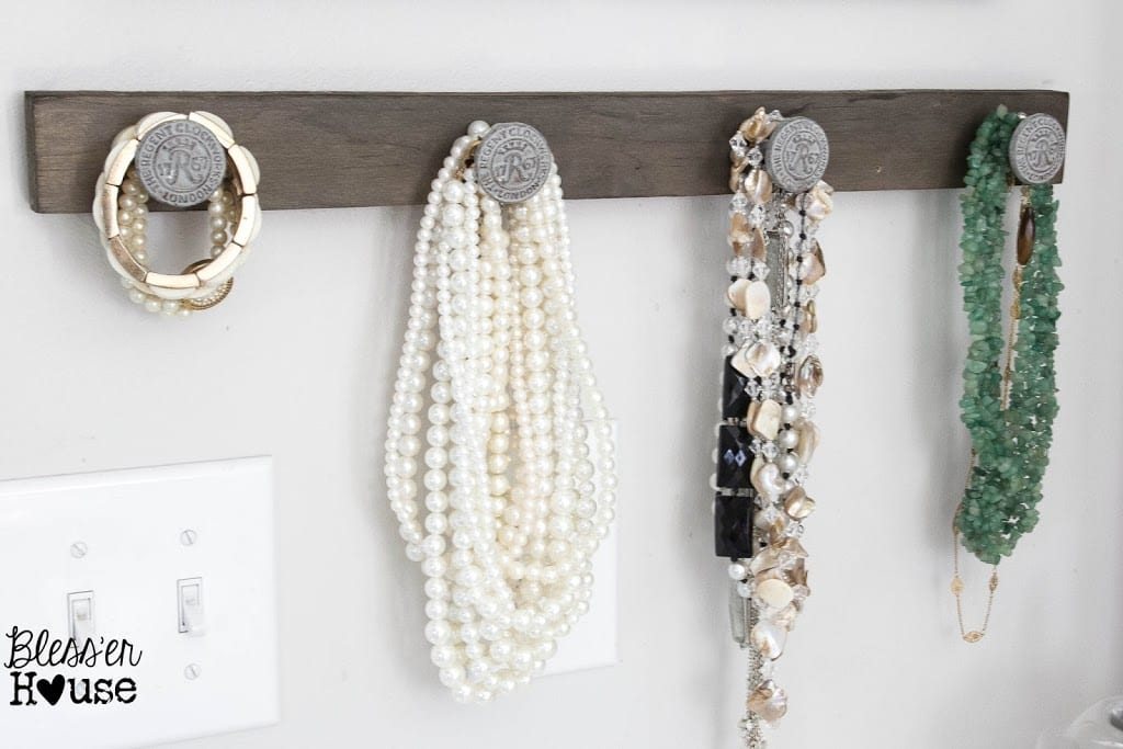 DIY Rustic Industrial Jewelry Wall Organizer