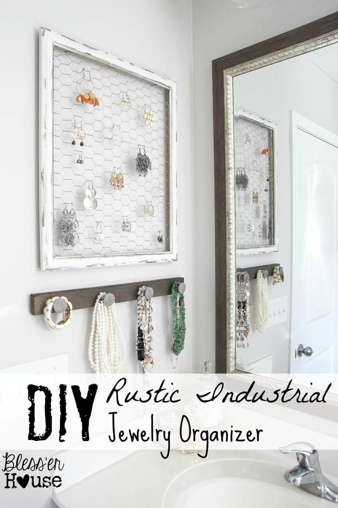 DIY Rustic Industrial Jewelry Wall Organizer